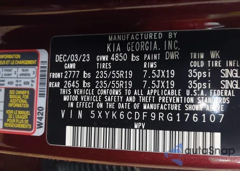 2024 Kia Sportage X-Line z USA, uszkodzony, nr VIN 5XYK6CDF9RG176107